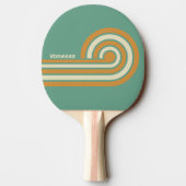 Raquette De Ping Pong Rayures de mousse rétro avec nom (Dos)