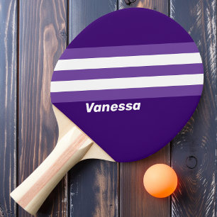 Raquette De Ping Pong Rayures de vigne de raisin rétro avec nom