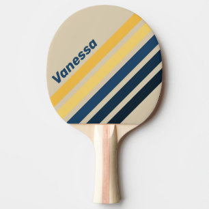 Raquette De Ping Pong Rayures en angle avec nom sur fond de sable de pla
