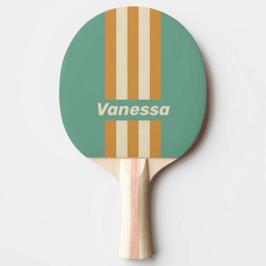 Raquette De Ping Pong Rayures épinglées Moss Rétro avec nom (Devant)