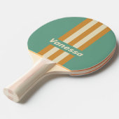 Raquette De Ping Pong Rayures épinglées Moss Rétro avec nom (Devant Angle)