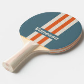 Raquette De Ping Pong Rayures fines rétro Surfside avec nom (Devant Angle)
