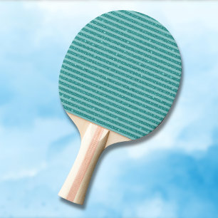Raquette De Ping Pong Rayures horizontales de style pailleté vert cyan