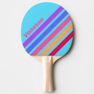 Raquette De Ping Pong Rayures inclinées de verre de mer avec nom