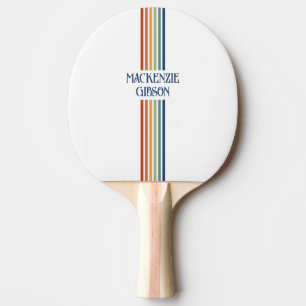 Raquette De Ping Pong Rayures minimalistes monogrammées rétro