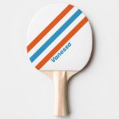 Raquette De Ping Pong Rayures Nostalgiques d'Été avec Nom (Devant)