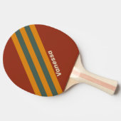 Raquette De Ping Pong Rayures orange rétro avec nom (Côté)