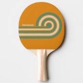 Raquette De Ping Pong Rayures Orange Rétro avec Nom (Dos)