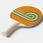 Raquette De Ping Pong Rayures Orange Rétro avec Nom (Devant Angle)