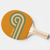 Raquette De Ping Pong Rayures Orange Rétro avec Nom (Côté)