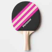 Raquette De Ping Pong Rayures Rétro à Bubblegum avec Nom (Devant)