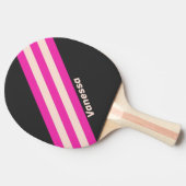 Raquette De Ping Pong Rayures Rétro à Bubblegum avec Nom (Côté)