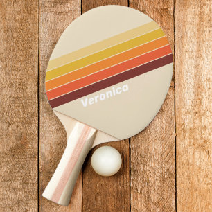 Raquette De Ping Pong Rayures Rétro avec Nom