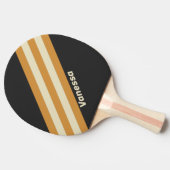 Raquette De Ping Pong Rayures Rétro Dorées sur Fond avec Nom (Côté)