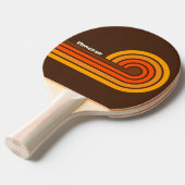 Raquette De Ping Pong Rayures Rétro Marron avec Nom (Devant Angle)