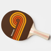 Raquette De Ping Pong Rayures Rétro Marron avec Nom (Côté)