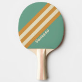 Raquette De Ping Pong Rayures Rétro Mousse avec Nom (Devant)