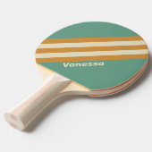 Raquette De Ping Pong Rayures Rétro Mousse avec Nom (Devant Angle)