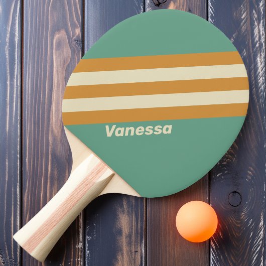 Raquette De Ping Pong Rayures Rétro Mousse avec Nom