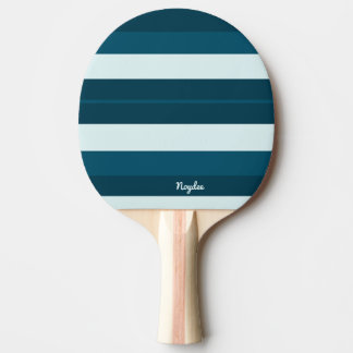 Raquette De Ping Pong Rayures rythmiques Lignes horizontales Bleu marine