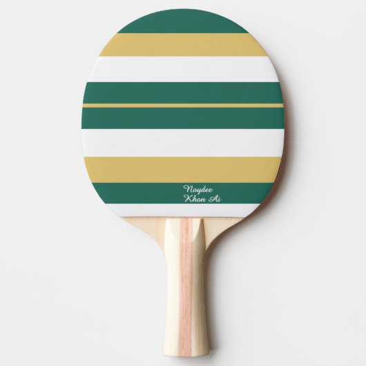 Raquette De Ping Pong Rayures rythmiques vert or blanc (Devant)