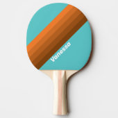 Raquette De Ping Pong Rayures sarcelle du désert avec nom (Dos)