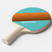 Raquette De Ping Pong Rayures sarcelle du désert avec nom (Devant Angle)