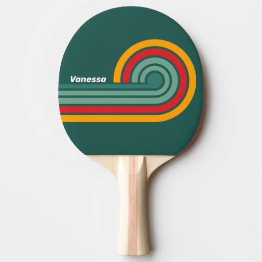 Raquette De Ping Pong Rayures Vertes avec Nom (Devant)