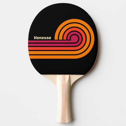 Raquette De Ping Pong Rayures VHS Rétro avec Nom (Devant)