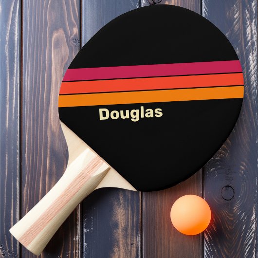 Raquette De Ping Pong Rayures VHS Rétro avec Nom