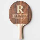 Raquette De Ping Pong Reclaimed Wood Family Name & Initial (Dos)
