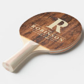 Raquette De Ping Pong Reclaimed Wood Family Name & Initial (Devant Angle)
