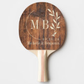 Raquette De Ping Pong Reclaimed Wood Leaf Wedding Monogram (Devant)