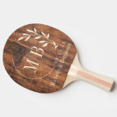 Raquette De Ping Pong Reclaimed Wood Leaf Wedding Monogram (Côté)