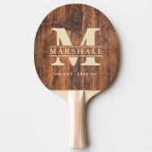 Raquette De Ping Pong Reclaimed Wood Monogram & Name Overlay (Devant)