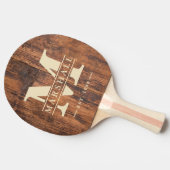 Raquette De Ping Pong Reclaimed Wood Monogram & Name Overlay (Côté)