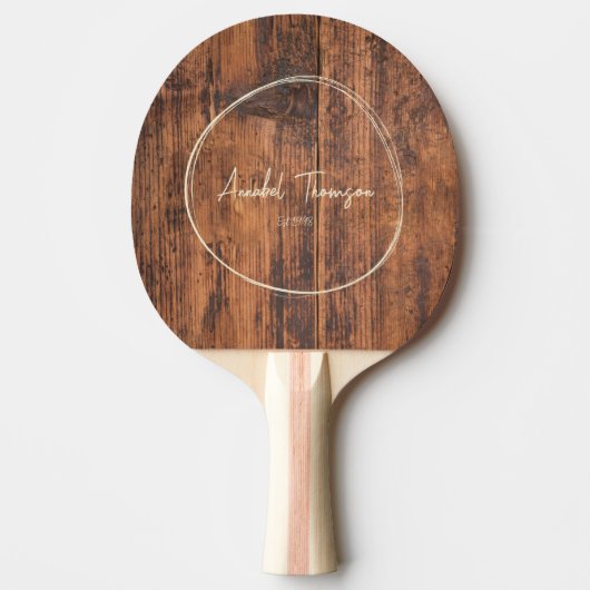 Raquette De Ping Pong Reclaimed Wood Name in Drawn Circle  (Devant)