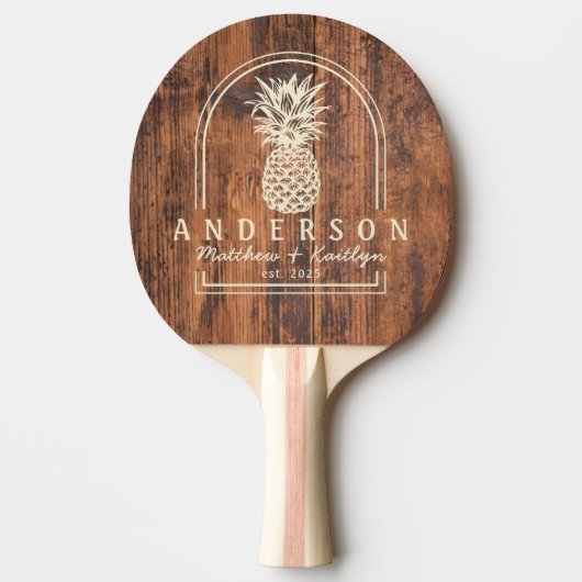 Raquette De Ping Pong Reclaimed Wood Pineapple Wedding Arch&Name (Devant)