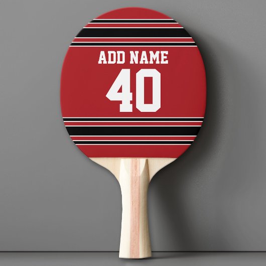 Raquette De Ping Pong Red and Black Sports Jersey Nom personnalisé Numér