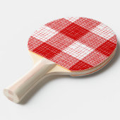 Raquette De Ping Pong Red and White Bold Checkered Plaid Design  (Devant Angle)