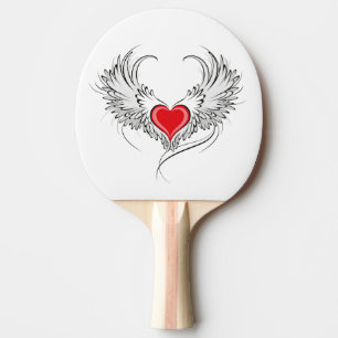 Raquette De Ping Pong Red Angel Coeur avec ailes