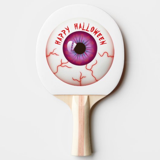 Raquette De Ping Pong Red Bloodshot Eyeball Happy Halloween (Dos)