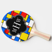 Raquette De Ping Pong Red Blue Yellow Mondrian Blk Quatrefoil 3 monogram (Côté)