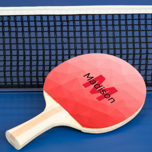 Raquette De Ping Pong Red gradient geometric mesh pattern Monogram (Insitu)