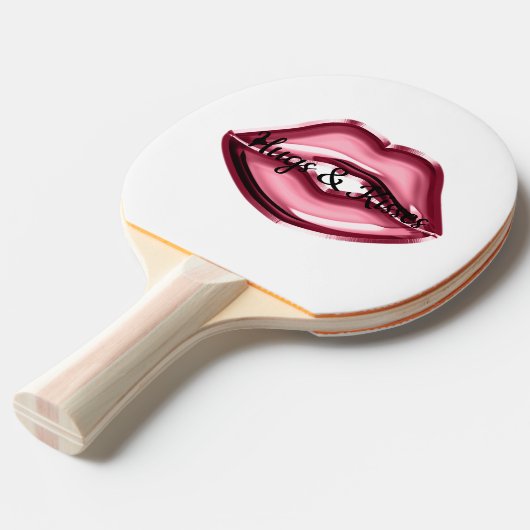 Raquette De Ping Pong Red Lips Kiss Hearts (Devant Angle)