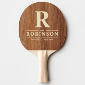 Raquette De Ping Pong Red Oak Wood Family Name & Initial (Dos)