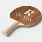 Raquette De Ping Pong Red Oak Wood Family Name & Initial (Devant Angle)