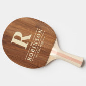 Raquette De Ping Pong Red Oak Wood Family Name & Initial (Côté)