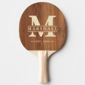 Raquette De Ping Pong Red Oak Wood Monogram & Name Overlay (Devant)