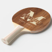 Raquette De Ping Pong Red Oak Wood Monogram & Name Overlay (Devant Angle)